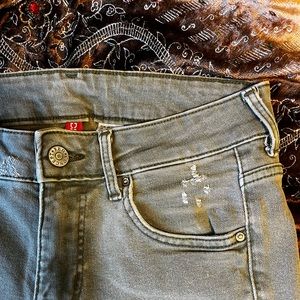 H&M Distressed Jeans; Color: Olive Green; Size: 34